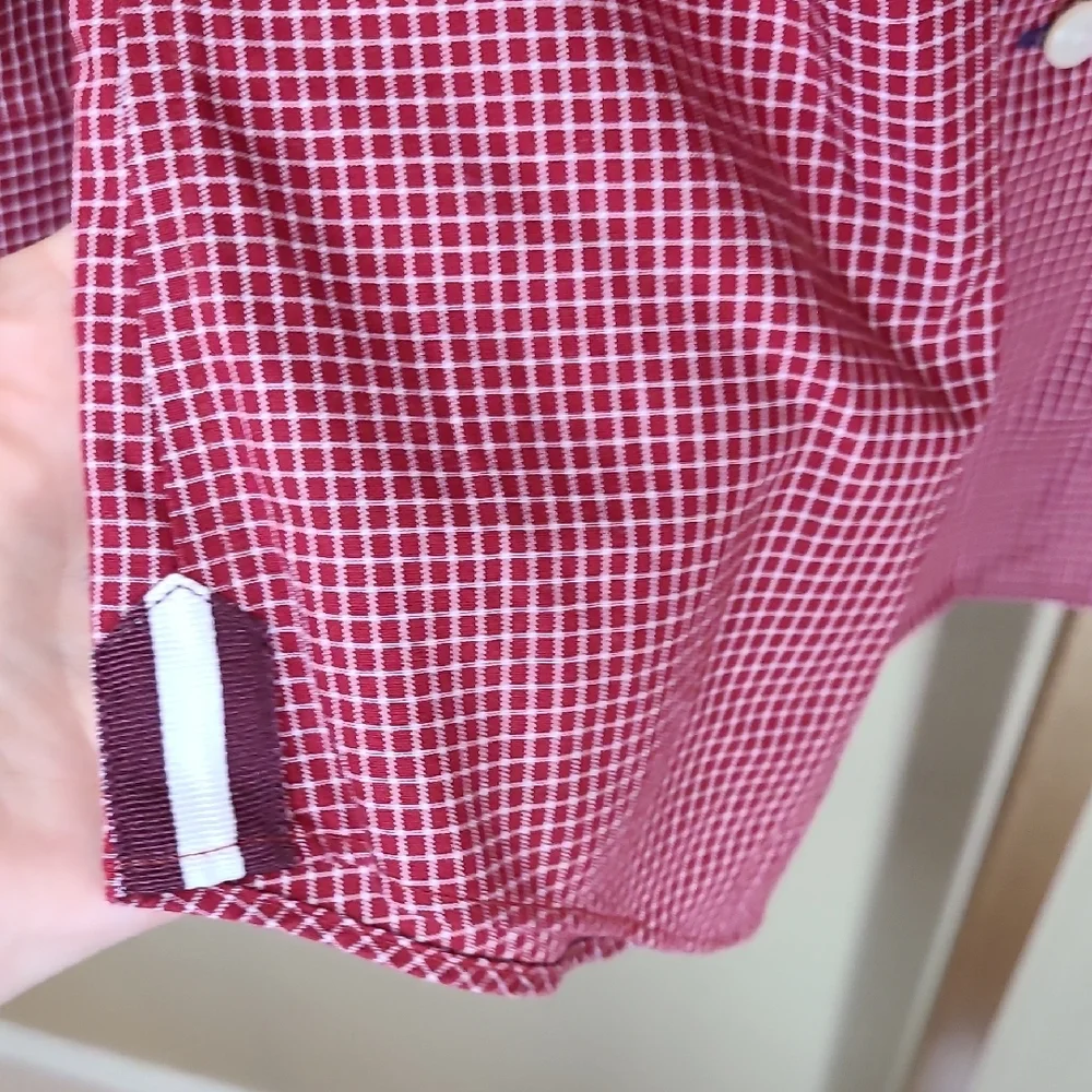Banana Republic Red Non-iron Tailored Slim Fit Gingham Long Sleeve Shirt Large